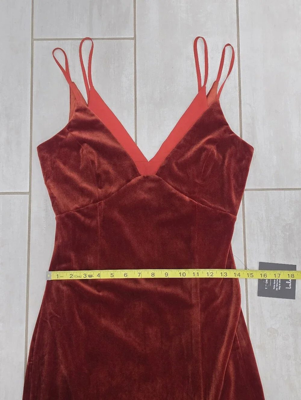 NWT LULUS Immensely Glam Rust Red Velvet Backless Maxi Dress Slit